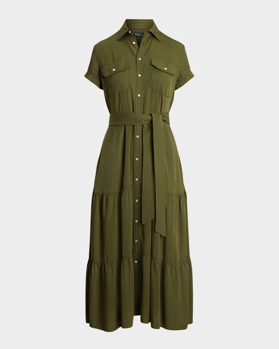 Belted Tiered Shirtdress